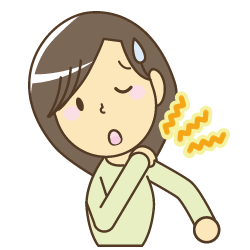 肩を押さえる女性